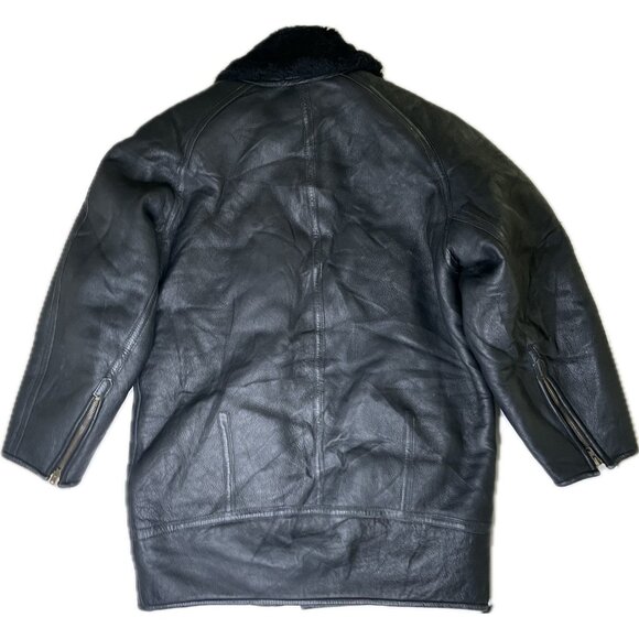KENZO Women’s Genuine Leather SHEARLING LEATHER JACKET Coat Black Small EU 38 - Picture 6 of 10
